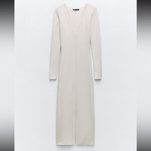 NWT Zara (S) Ribbed Soft Dress Beige